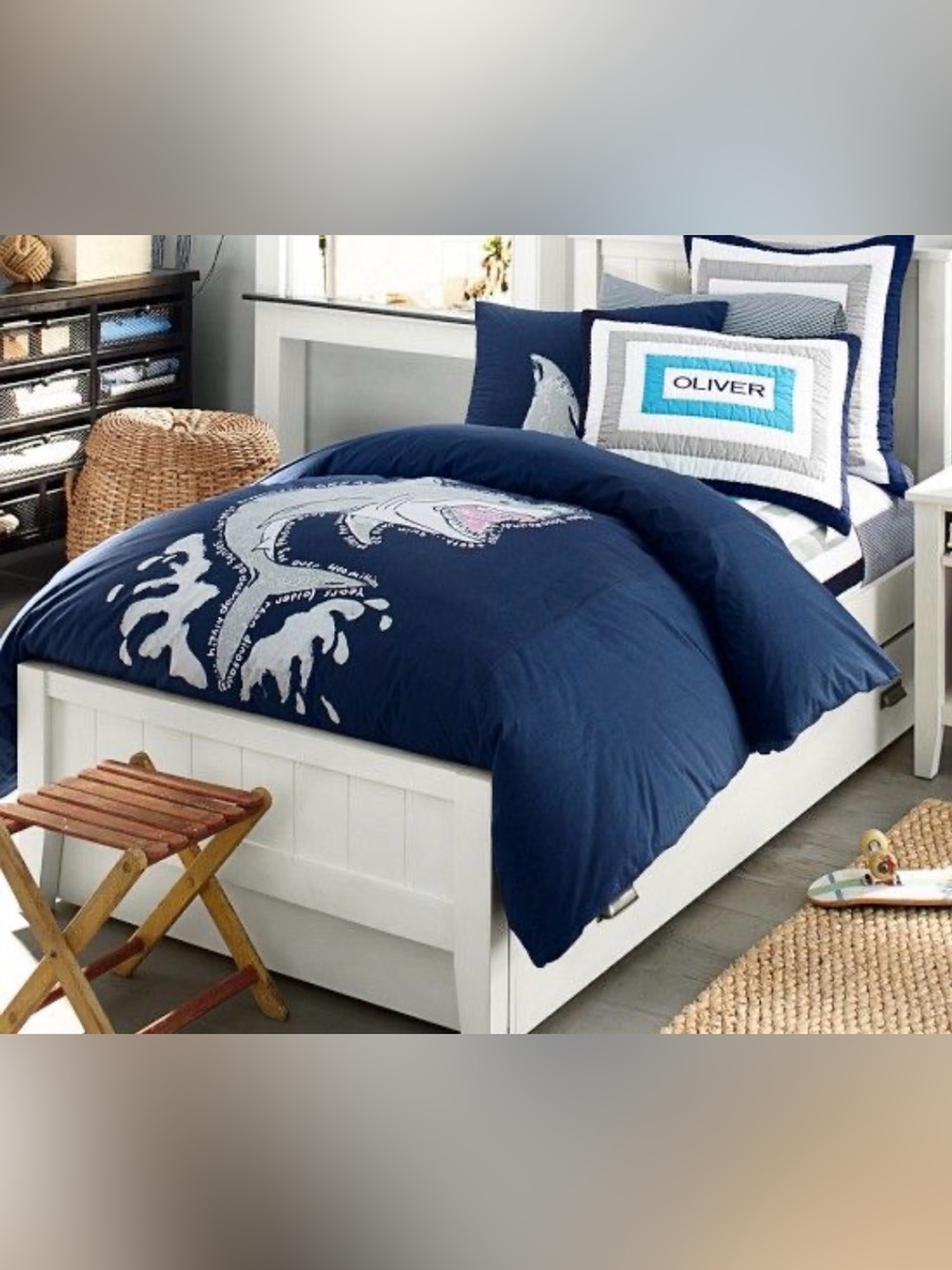 5 PC Pottery Barn kids Shark Duvet Set